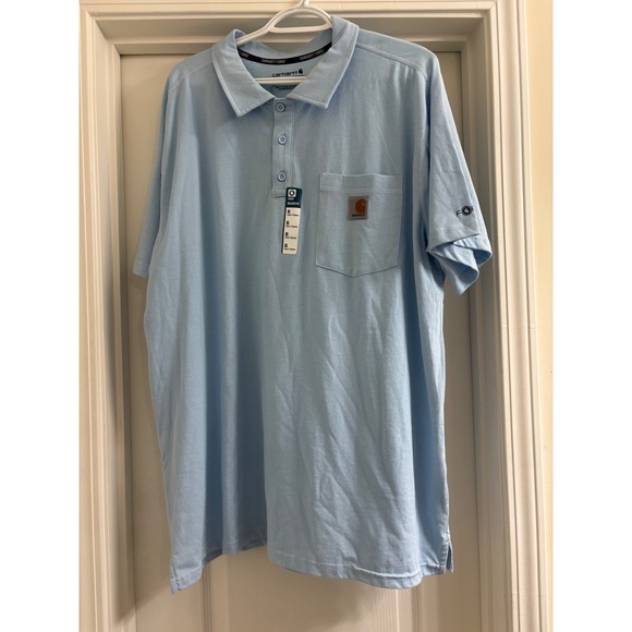 Carhartt Other - Carhartt Mens XL Blue Short Sleeve Force Relaxed Fit Polo Shirt Pocket Logo